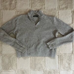 Cropped Grey Wool Quarter-zip, Brandy Melville